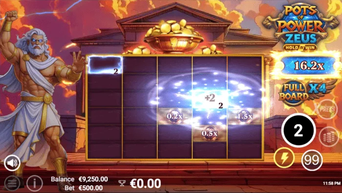 Pots of Power: Zeus - game screen in bonus mode